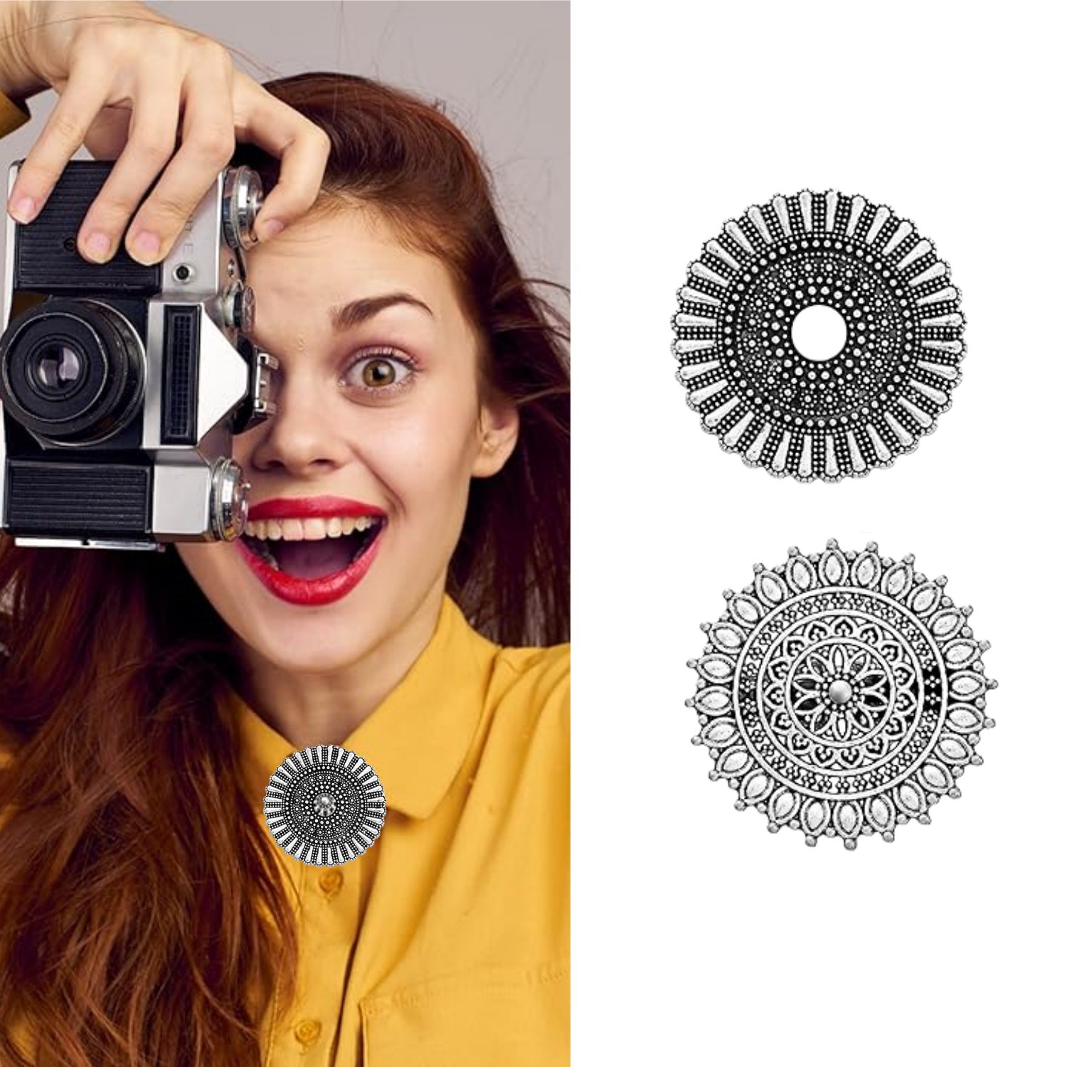 Viking Series European and American retro alloy sweater with silk scarf, cardigan button, shirt collar clip, anti-slip beam, tight chest clip pic 8