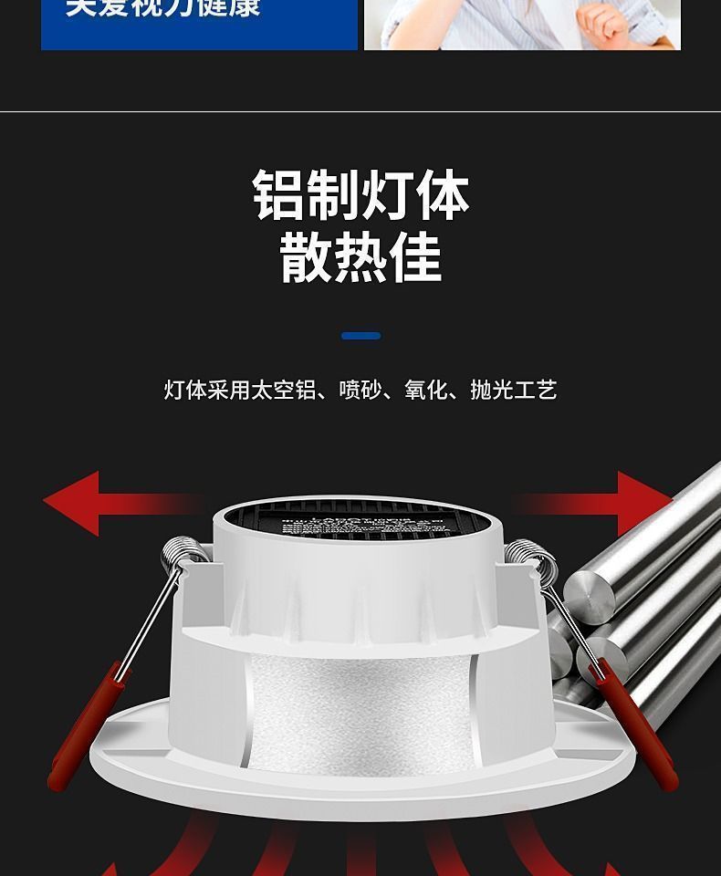 筒灯嵌入式家用led射灯暗装客厅吊顶孔洞灯简灯牛眼天花灯防眩灯详情14