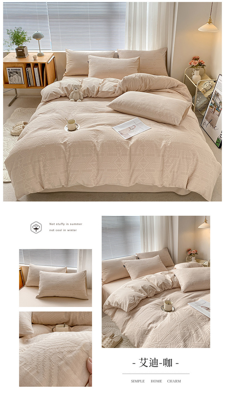 Class A, mother and baby grade, 100 all-cotton three-layer jacquard four-piece set, pure cotton quilt cover, bed sheet, bed cover, washed cotton products for winter pic 56