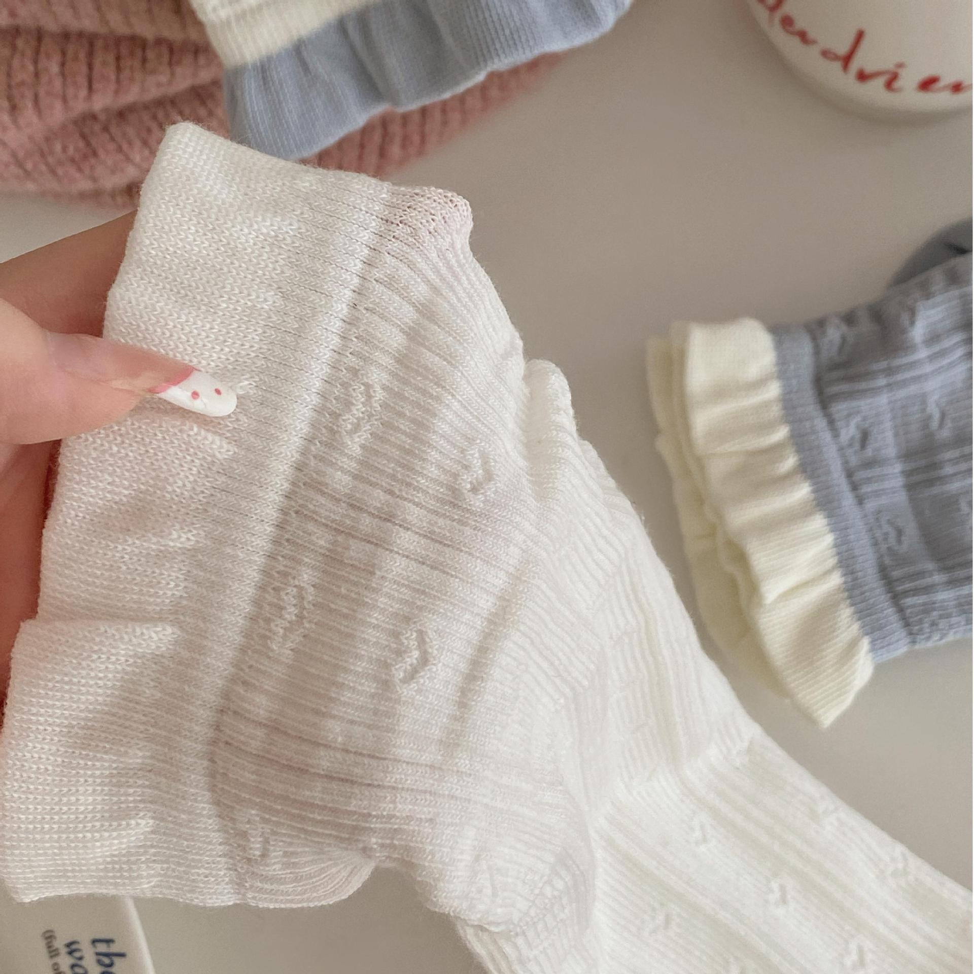 Autumn and winter new straight socks, Japanese-style color-blocking pure cotton lace mid-calf socks, Korean-style MIU-style boneless pile socks for women pic 13