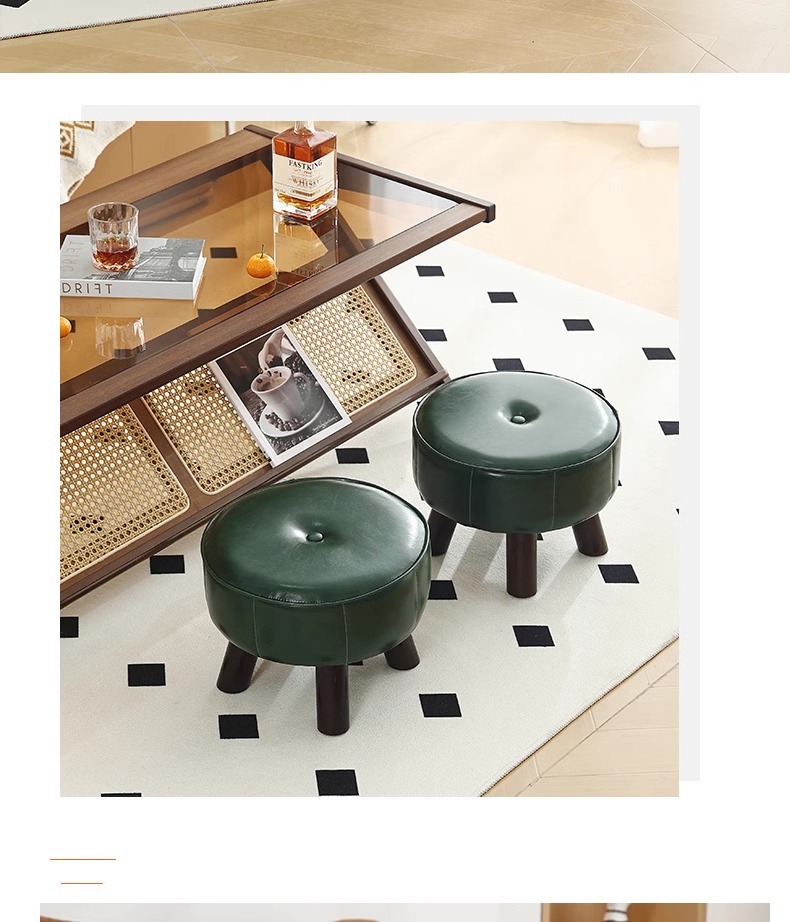 Wholesale Amazon light luxury shoe-changing stools, high-end living room sofas, low stools, home stools, popular backrest small chairs pic 18