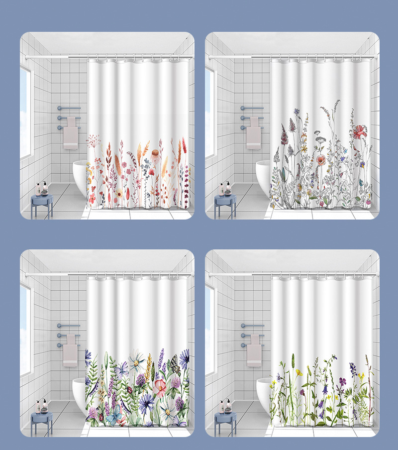 Cross-border hot sampling bath curtain, waterproof curtain, anti-mold, no need for drilling, bathroom curtain, waterproof fabric, shower partition curtain pic 4