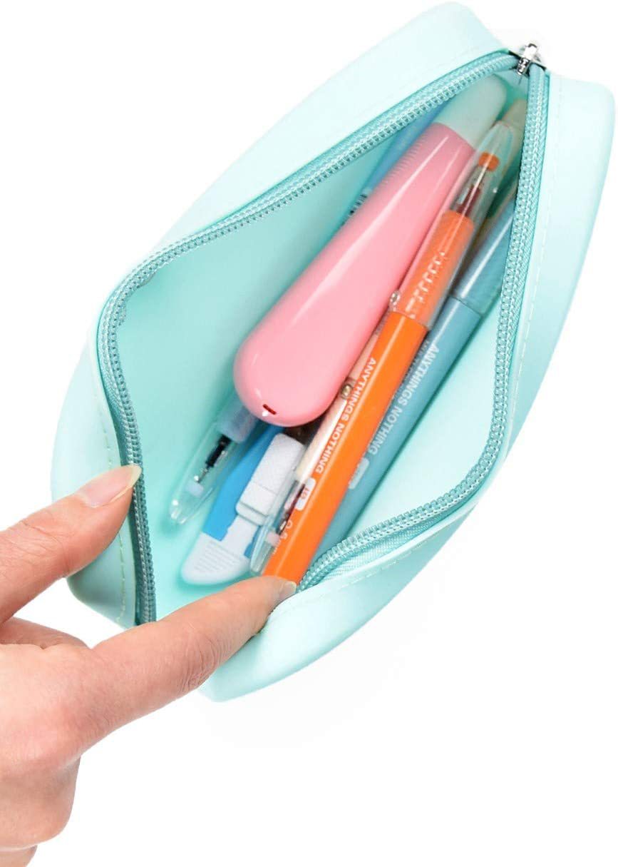 Color sólido estilo japonés bolsa de silicona personalizado gradiente color estudiante papelería almacenamiento pen bag pic 8