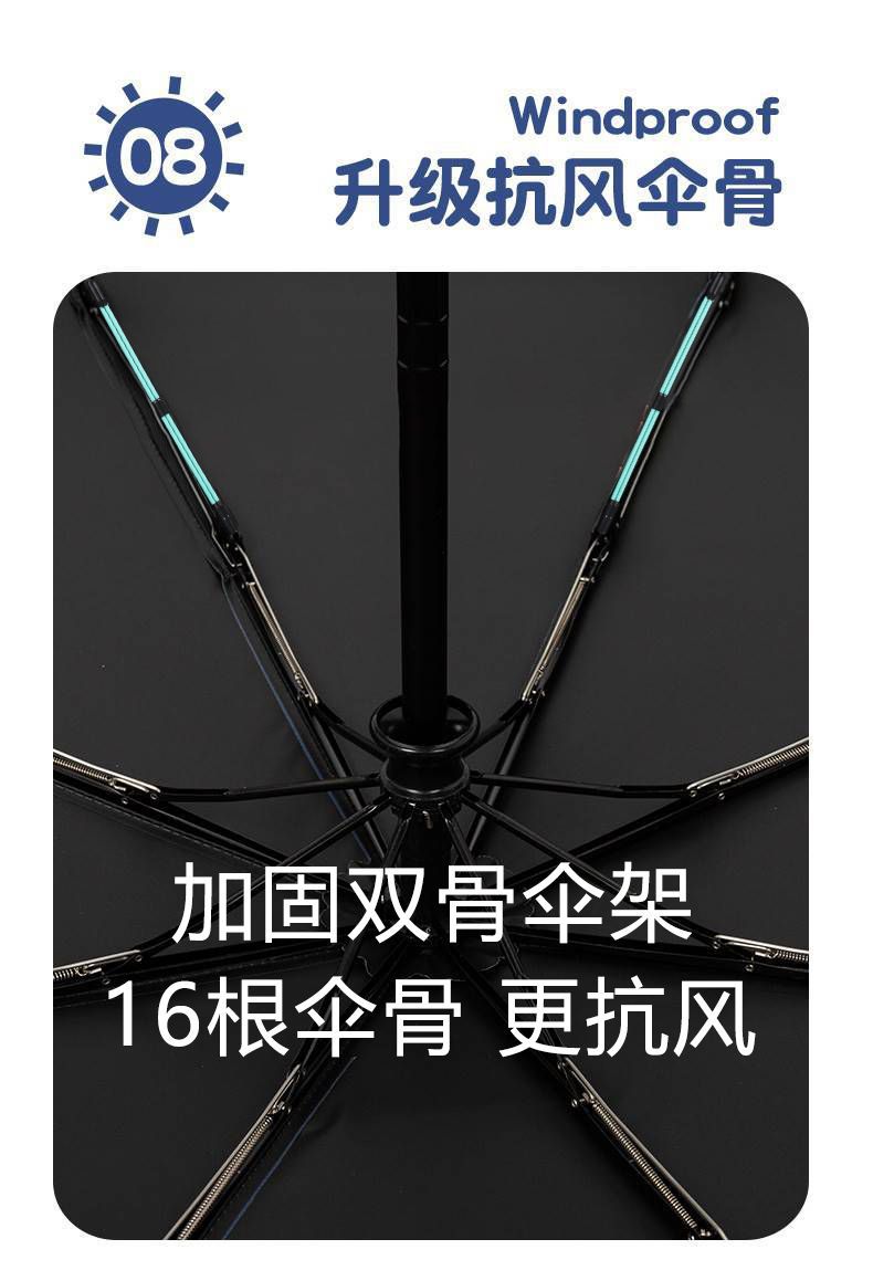 折叠雨伞定制卡通太阳伞防紫外线黑胶遮阳伞儿童三折晴雨伞批发详情9