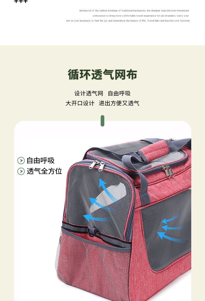 Rongka Pet Cross-border Pet Outing Single-shoulder hand-held Cat Bag, Large Capacity Breathable Pet Bag, Crossbody Cat Bag, Portable Cat Bag pic 3