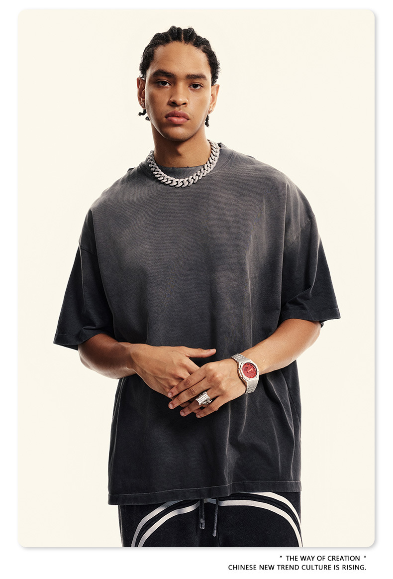 BE男装2025春夏新款纯棉水洗做旧t恤男街头潮牌巴家重磅短袖t恤男详情41