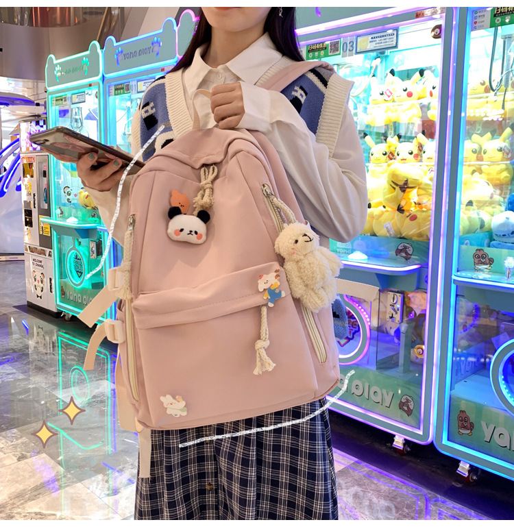 2024新款书包女生韩版高中生初中生双肩包可爱大容量ins简约书包详情27