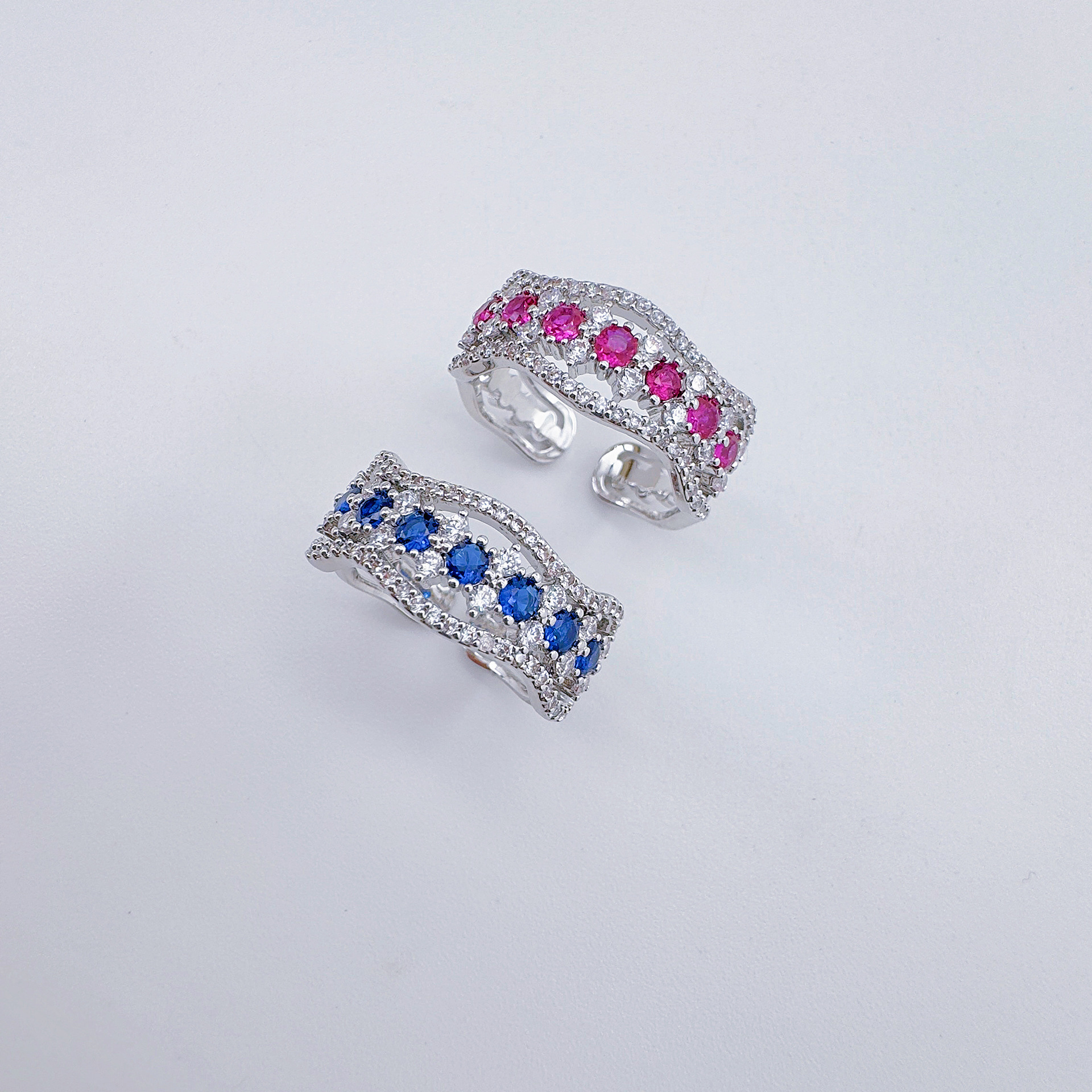 Celeste orfebrería europa y américa ligera extravagancia rojo con circonitas abiertas anillo de nicho diseño moda alta clase sentido brillo anillo pic 10