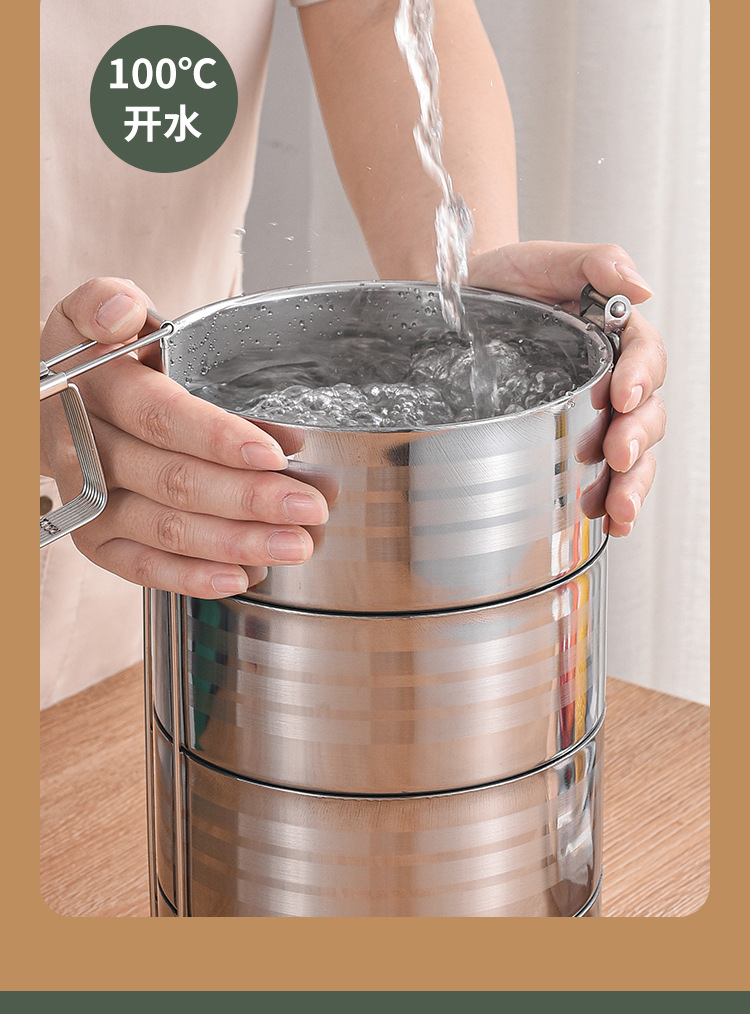 Wholesale factory direct sales of Guosheng multi-layer stainless steel double-layer insulated baskets/food compartments/POTS for outdoor student lunch boxes pic 11