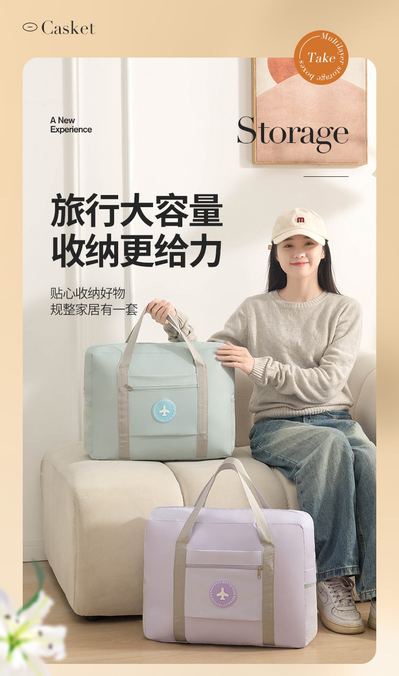 Thickened waterproof folding travel bag, portable clothing storage bag for men and women, carry-on luggage packing and storage bag for moving pic 7