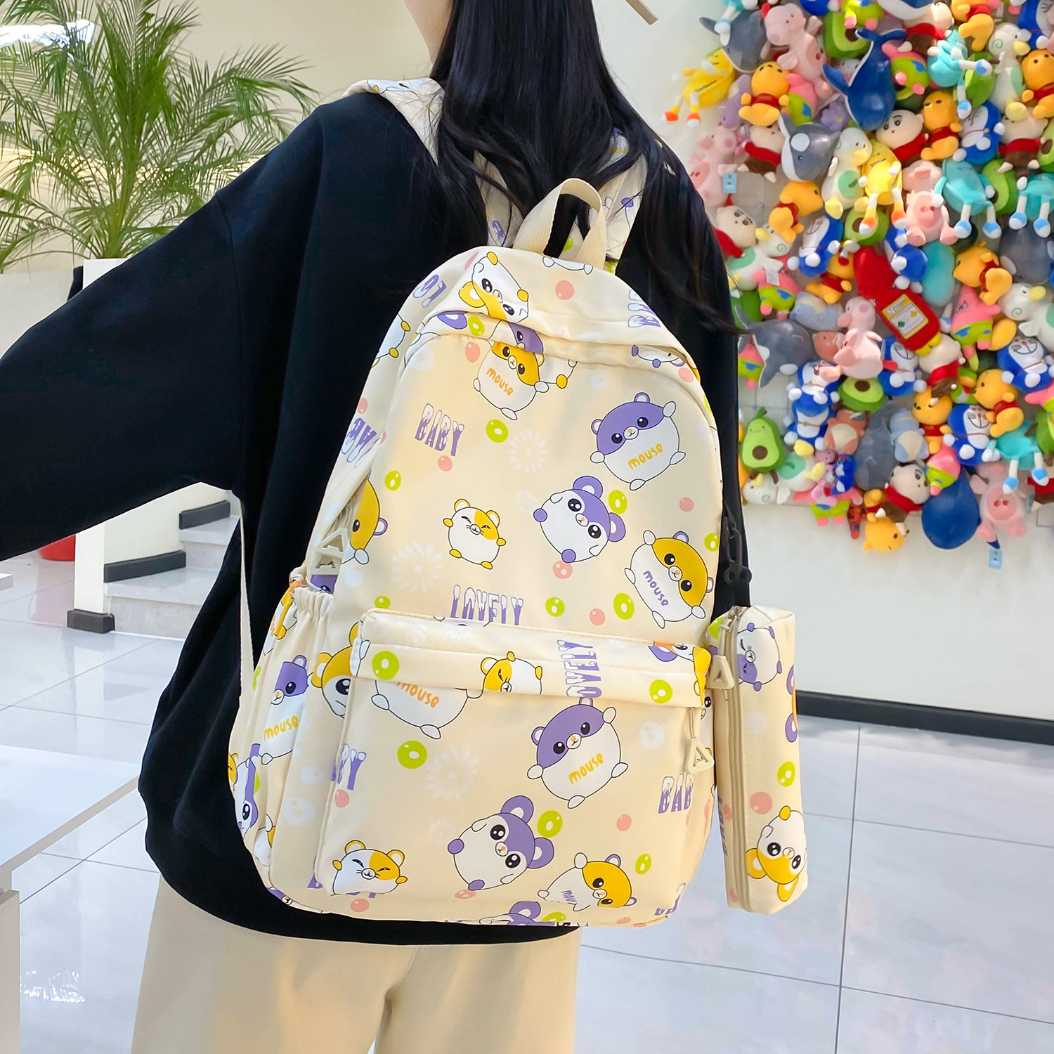 Wholesale escuela primaria primaria y secundaria estudiantes impresos espalda doble bolsa de las mujeres bolsa de la pluma de los hombres bolsa de manga color sólido bolsa de la escuela de gran capacidad pic 40