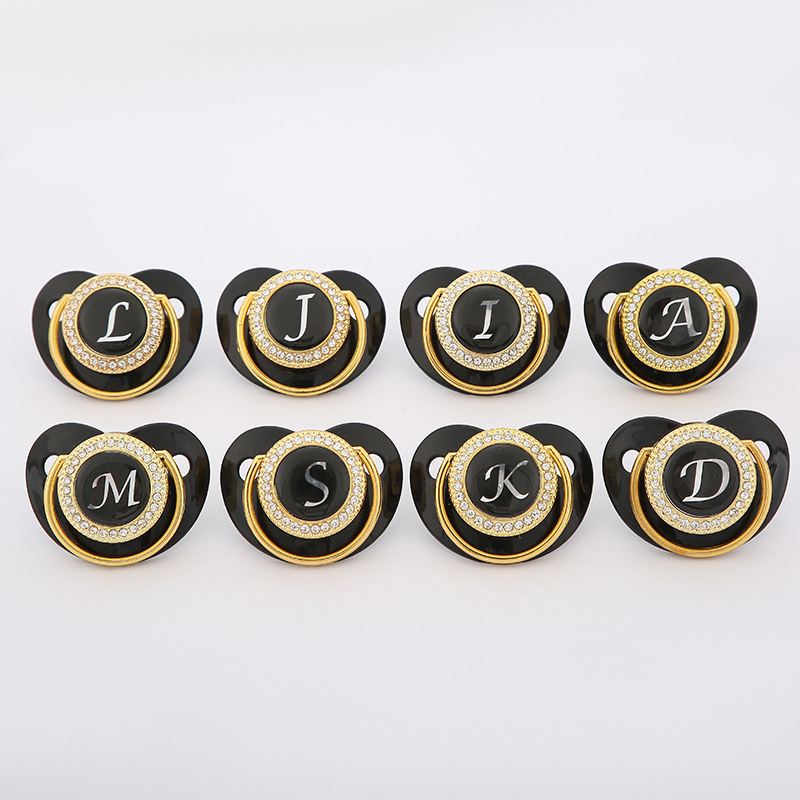 Cross-border baby and maternal products, letter pacifiers, diamond-encrusted pacifiers with chains, pacifier chains, baby products factory wholesale pic 17