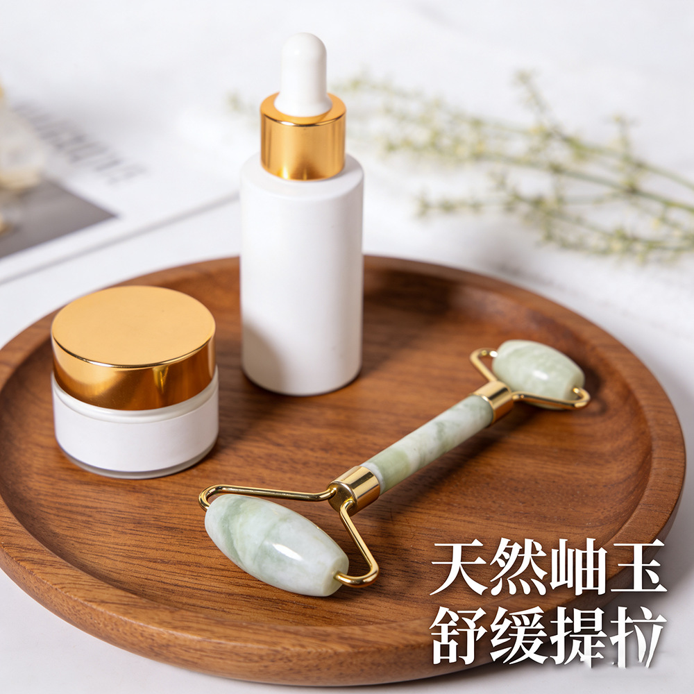 天然甲翠绿玉石滚轮刮痧板脸部岫玉按摩器眼帘眼罩美容院spa按摩详情8