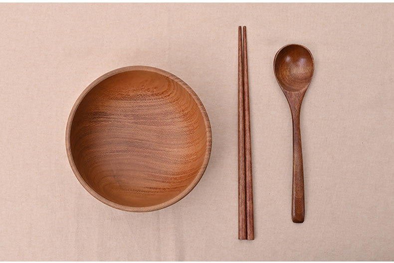 整木圆形复古风相思木碗木头日式沙拉碗实木装汤碗量大从优详情9