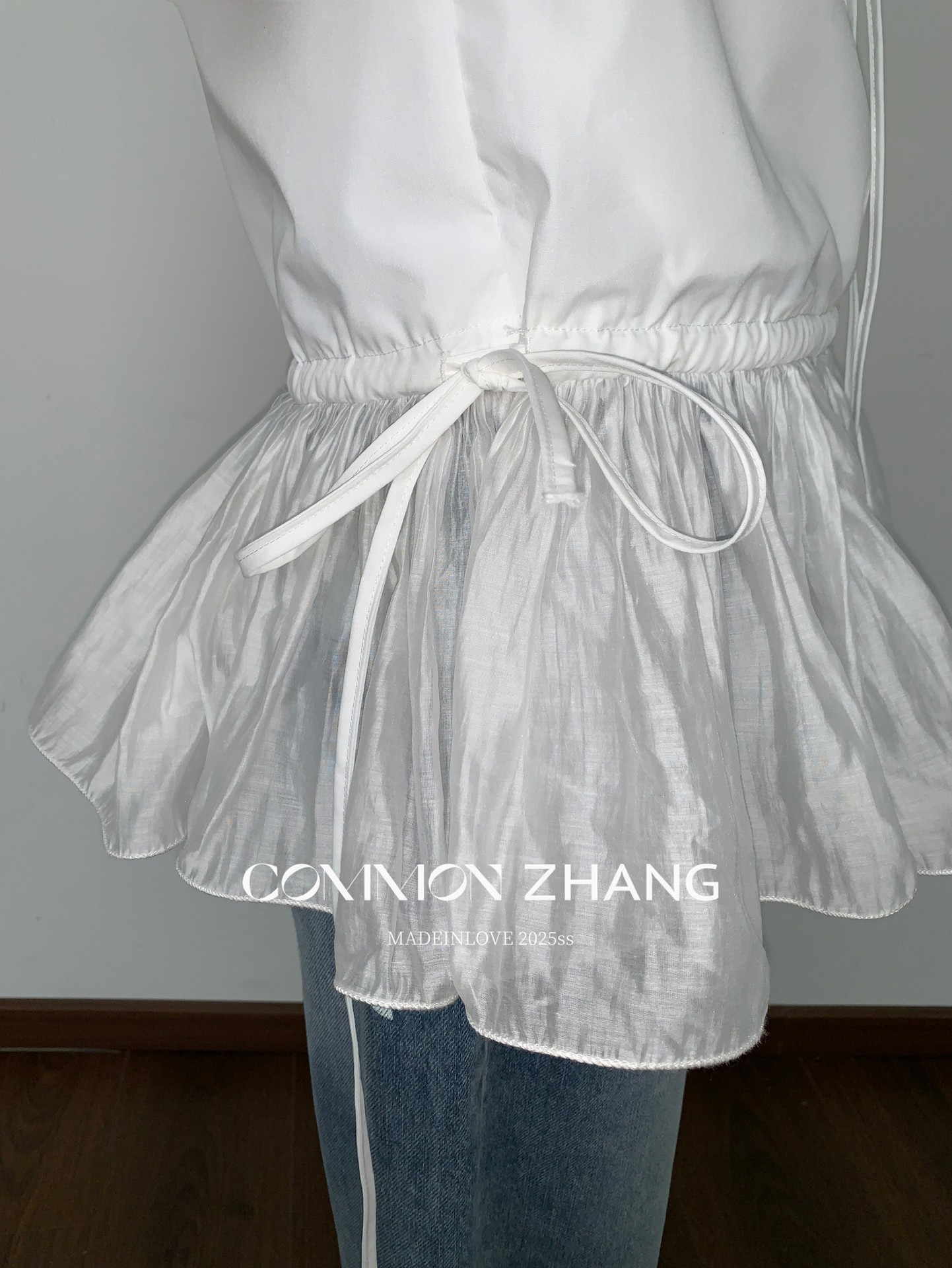 CZ ZHANG Summer French mint Manbo V-neck lace-up Youthful A-line puffed vest dress for women, B23782 pic 19