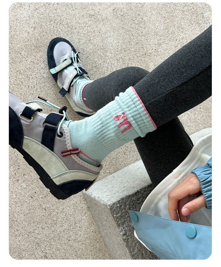 春秋季女童袜子多巴胺运动精梳棉无骨儿童袜子中筒字母蝴蝶结潮袜详情20