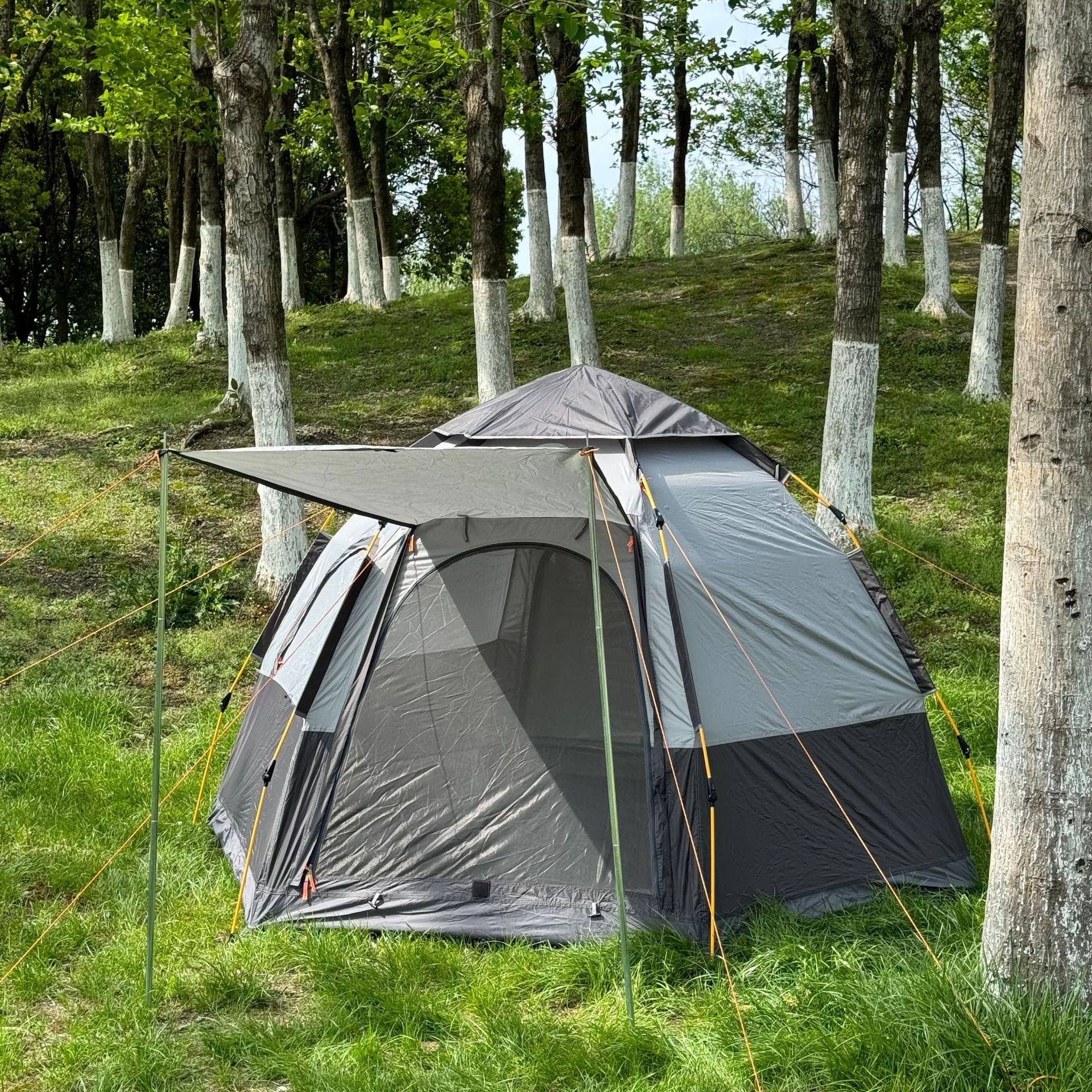 Outdoor hexagonal 3-4 person multi-person fully automatic rainproof tent camping, wild camping, family leisure tent pic 13
