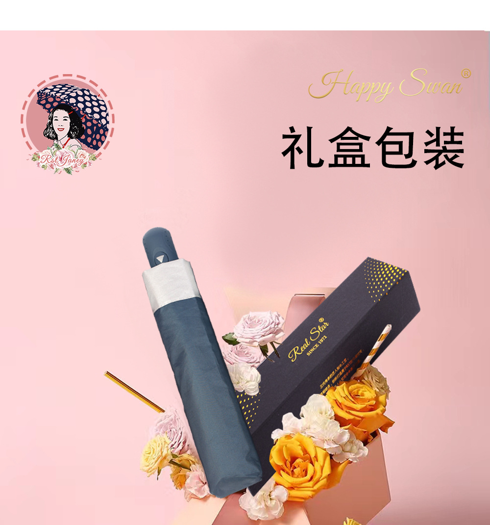 Automatic three-fold silver rubber umbrella, plain semi-automatic umbrella, 21-inch sun protection, foreign trade supply, in stock, advertising umbrella pic 7