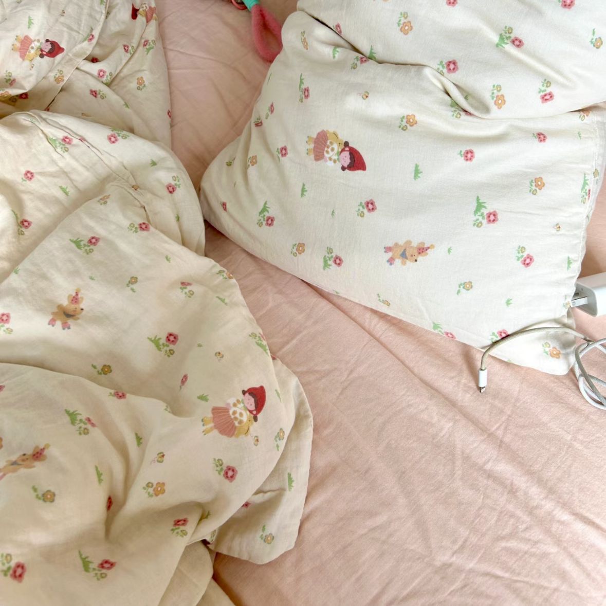 小红书A类全棉有氧双层纱四件套母婴级透气纯棉纱布小清新Kitty猫详情30