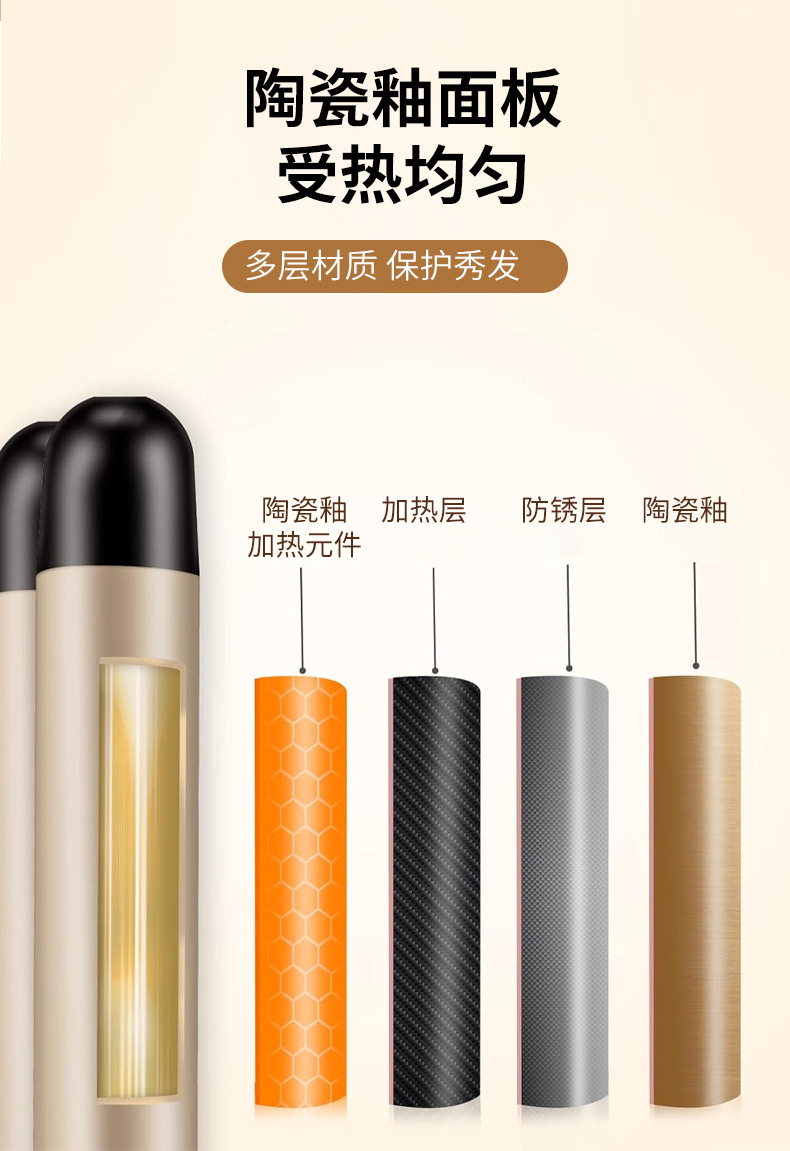 HATTEKER electric curling irons, egg curling irons, 25MM three-tube hair curlers, instant noodle heads, water ripple small hair curlers, large hair curling irons pic 7