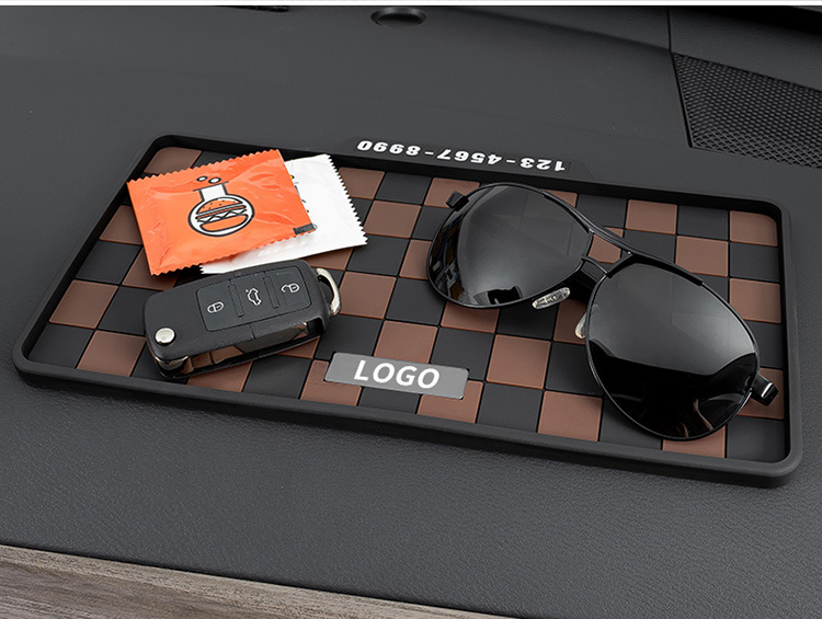 爆款格子纹车载防滑垫个性通用摆件汽车仪表台防滑垫停车卡详情12