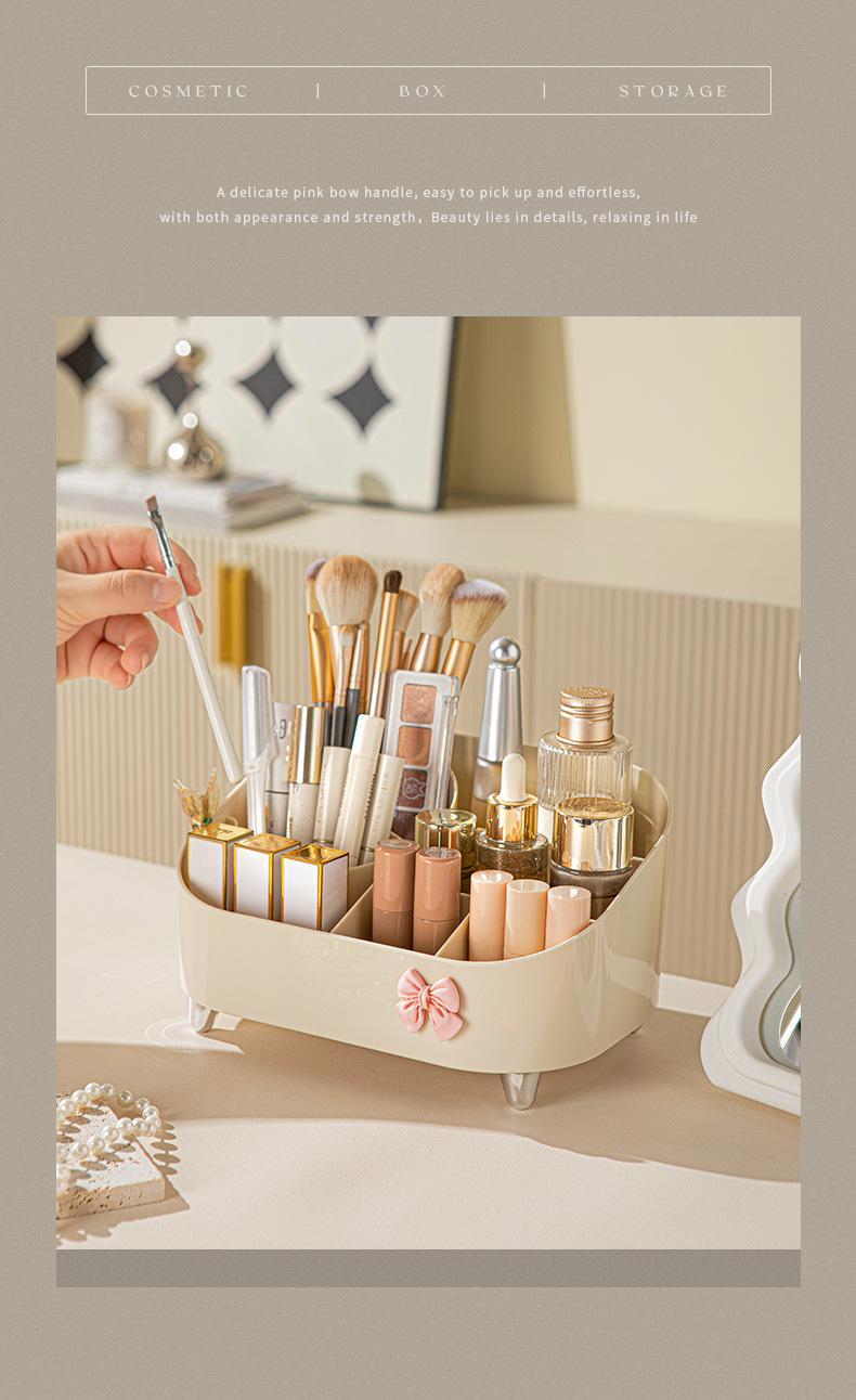 Cosmetic storage box, home dressing table, modern light luxury style, large-capacity skin care product storage, multi-functional compartments pic 10