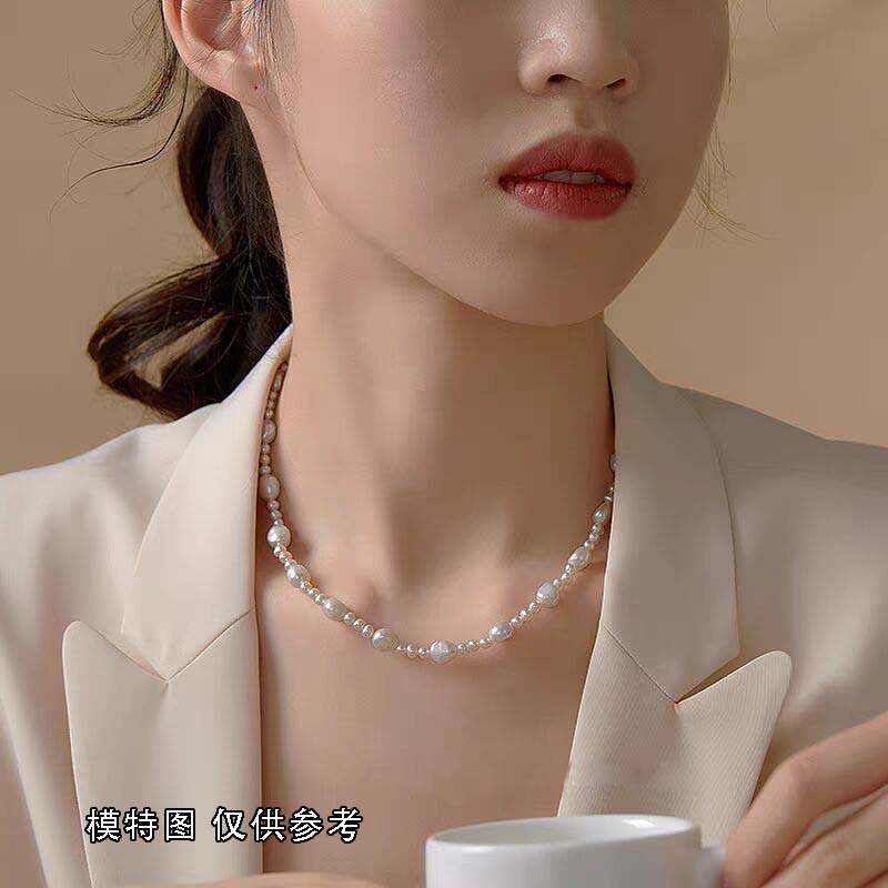 Irregular-shaped Baroque natural freshwater pearl necklace for women, exquisite and simple, irregular collarbone chain necklace pic 4