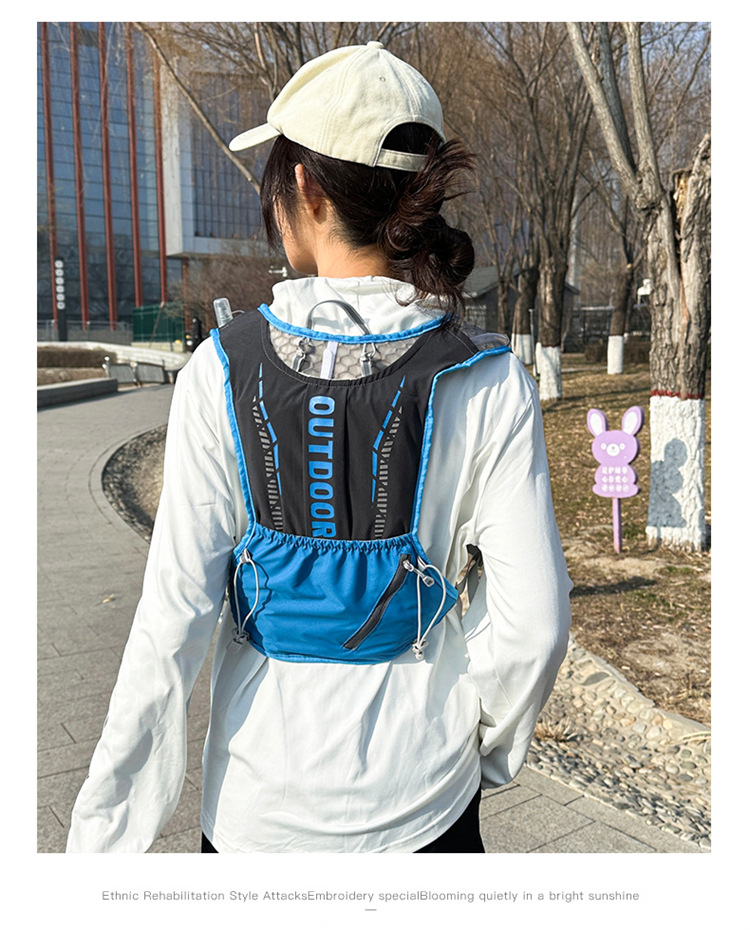 新款多功能尼龙跑步背包 安全反光运动背包水袋背包 骑行包详情20