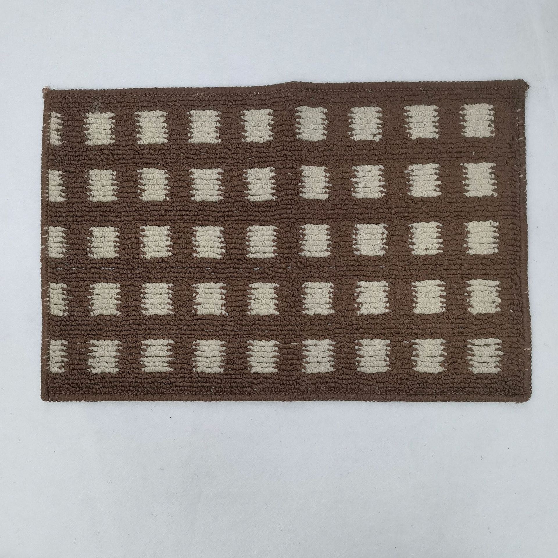 圈绒丙纶格调提花方格白色TPR底室内厨房客厅卫生间防滑地垫脚垫详情7