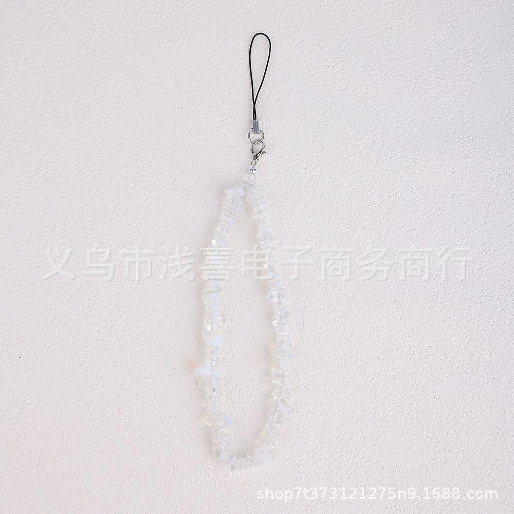 欧美DIY串珠石头手机链 宝石碎石手机链条手腕带天然水晶手机挂绳详情5