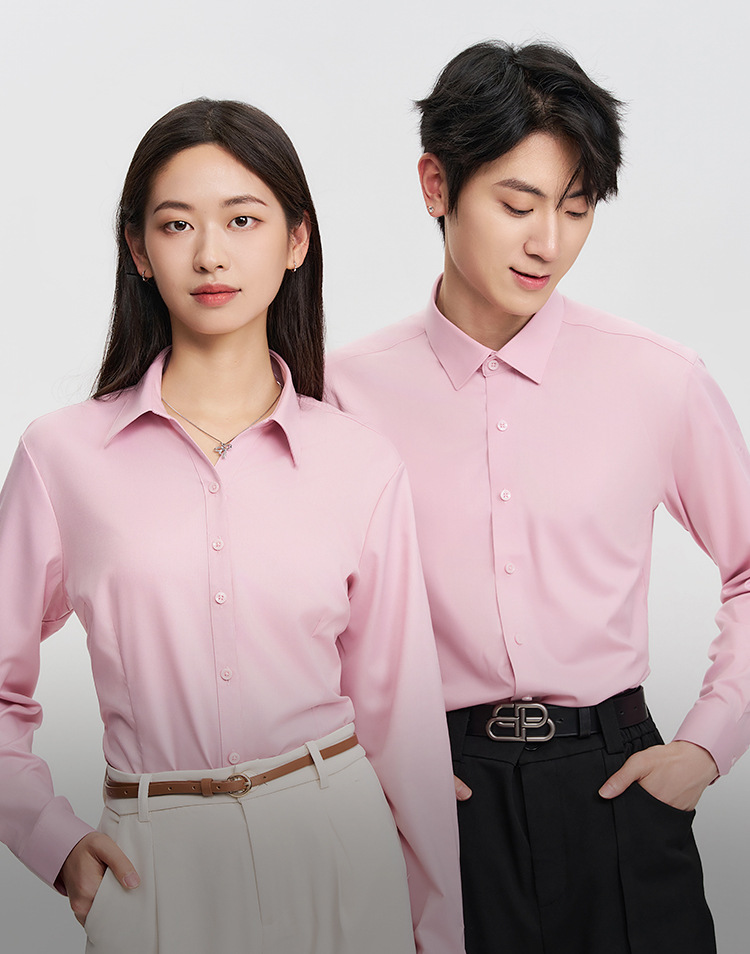 衬衫男士竹纤维口袋长袖春夏季免烫透气凉感职业女正装白衬衣批发详情5