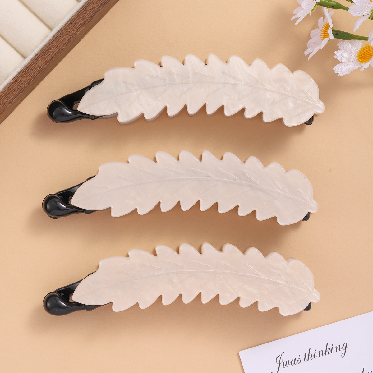 韩系简约树叶香蕉夹发量多高马尾固定妞妞夹小众设计气质新款发饰详情1