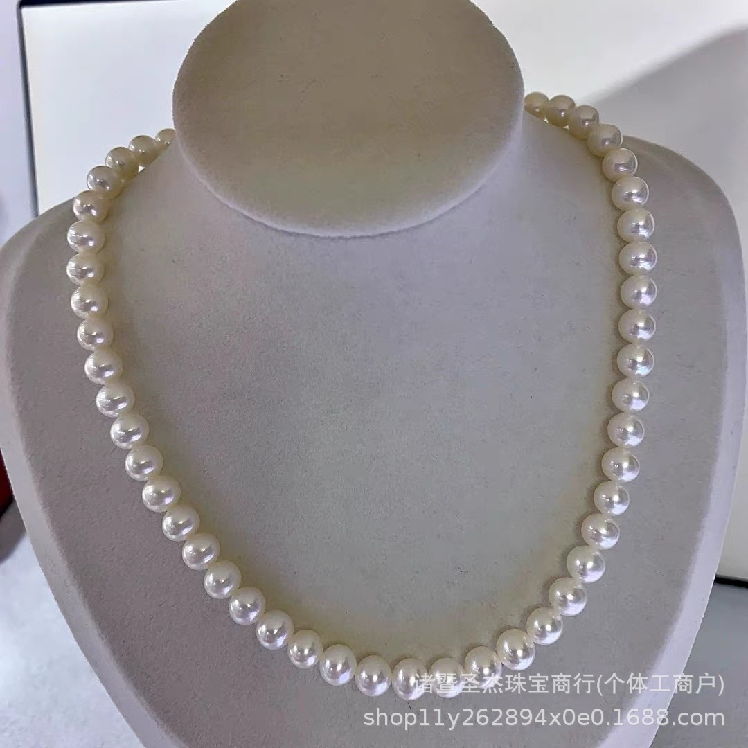 8-9mm天然淡水无核珍珠项链强光近圆微暇妈妈链送妈妈长辈礼物详情7