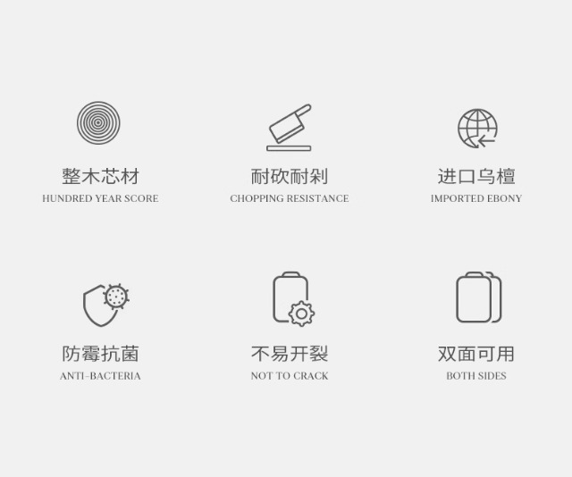 乌檀木菜板家用防霉抗菌双面实木切菜板砧板整木面板厨房专用案板详情2