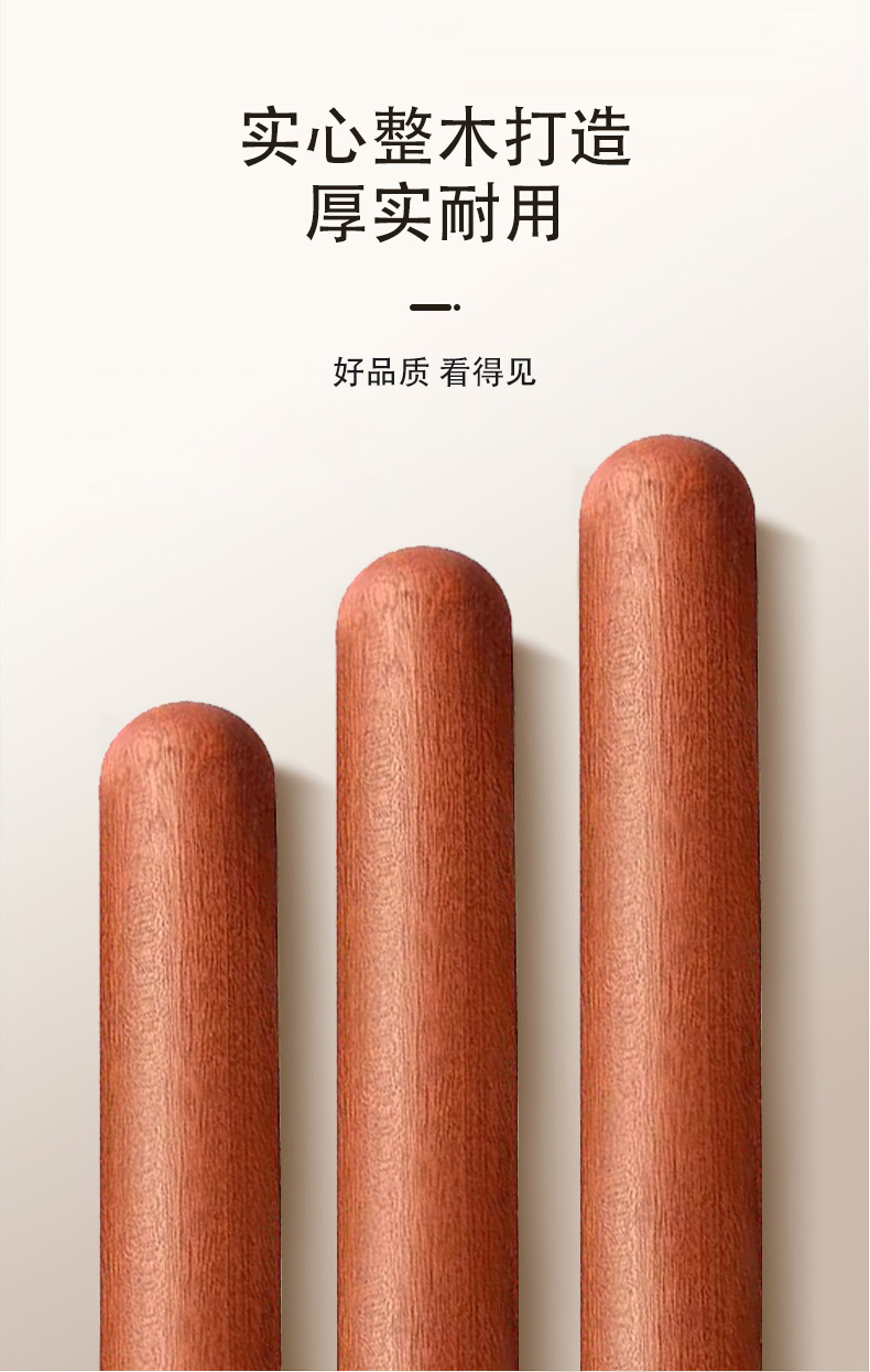 Homemade ebony rolling pins, non-stick red sandalwood rolling sticks, large-sized dough sticks, custom-made flour sticks pic 8