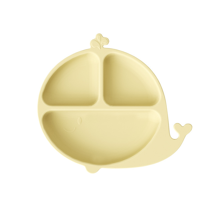Mother and baby silicone compartments suction cup plates, cartoon dinosaur one-piece baby and toddler separation complementary food tableware Heguo pic 2