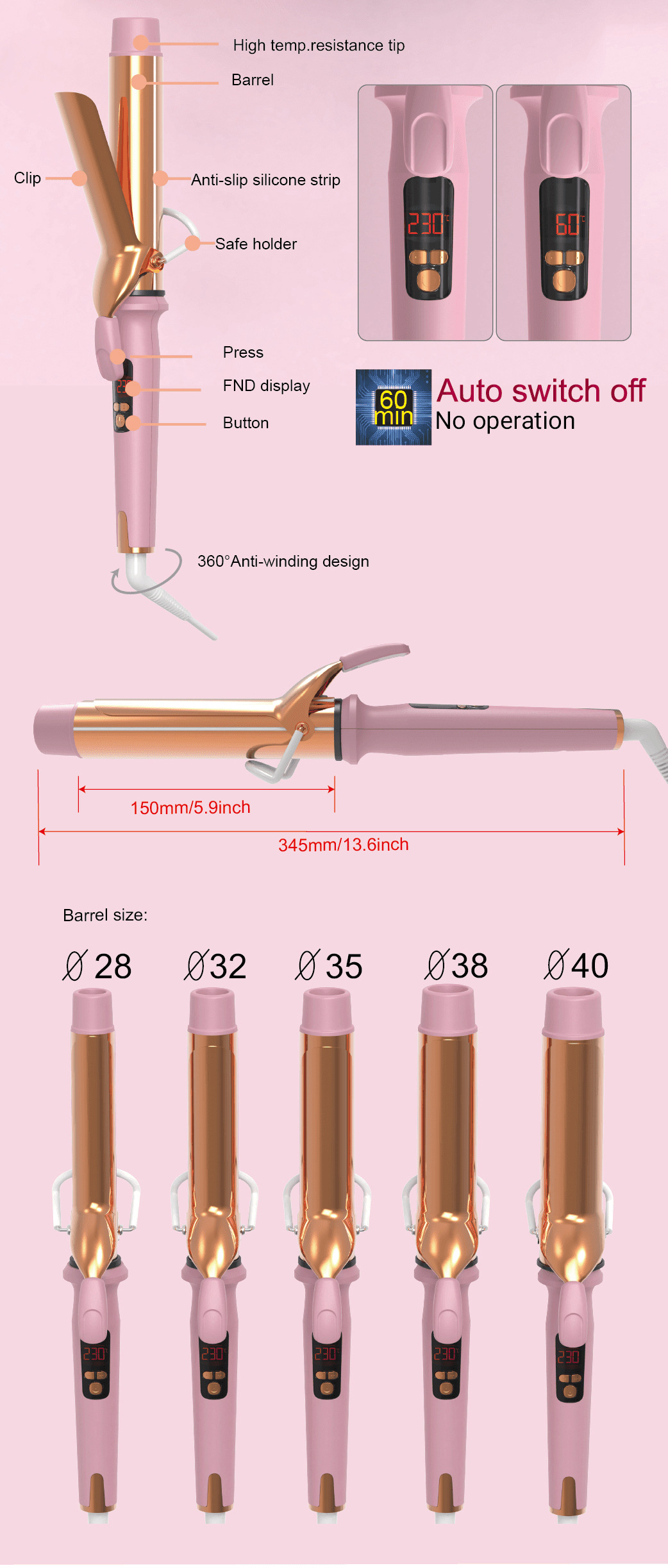 Curling irons, large waves, large curling irons, curling perming, electric curling irons, cross-border foreign trade factory pic 4