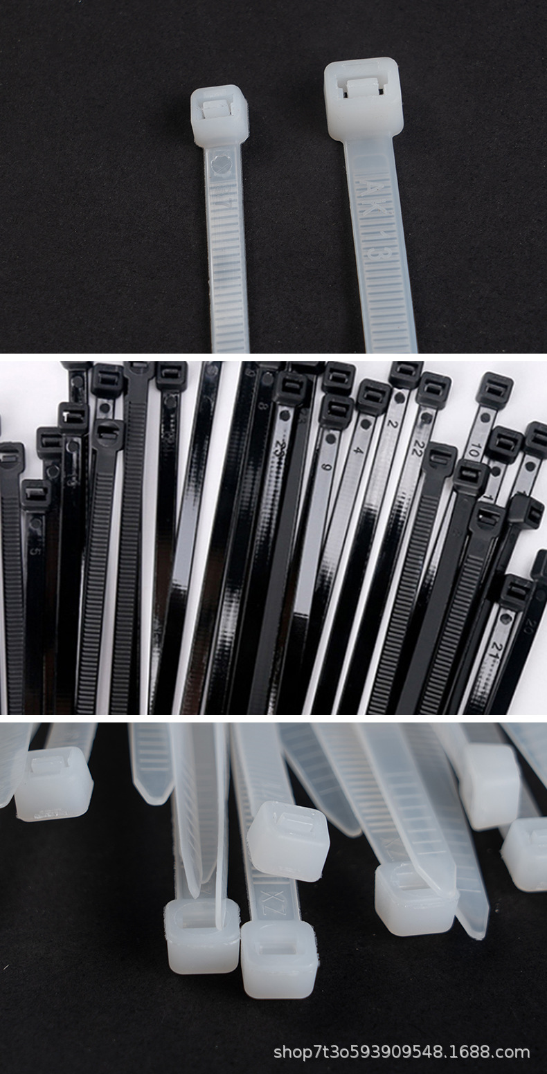 【 National Standard Full Size 】 Nylon cable ties in large, medium and small sizes, black and white pull-out binding straps, plastic cable ties, cable ties pic 10
