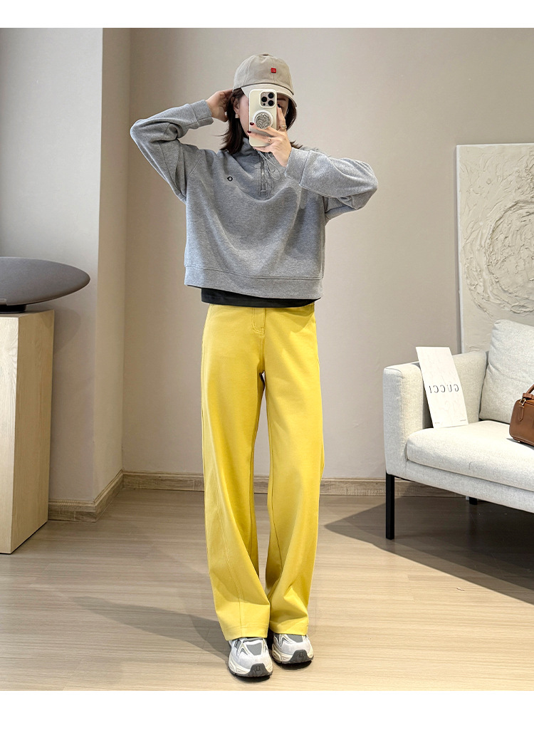 Spring/Summer 2025 Silk Australian cotton denim casual pants for women, Lyocell micro-elastic anti-wrinkle double-cut line style narrow wide-leg pants pic 13