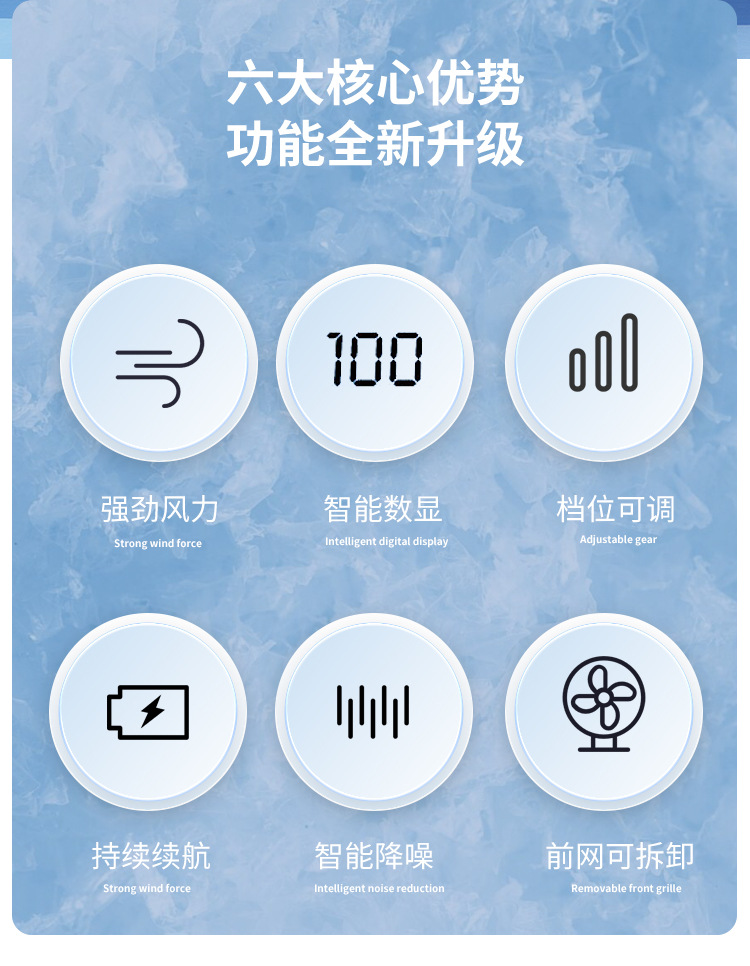 Cross-border handheld fan, small charging model, long-lasting folding neck, outdoor fan, office desktop small fan pic 10