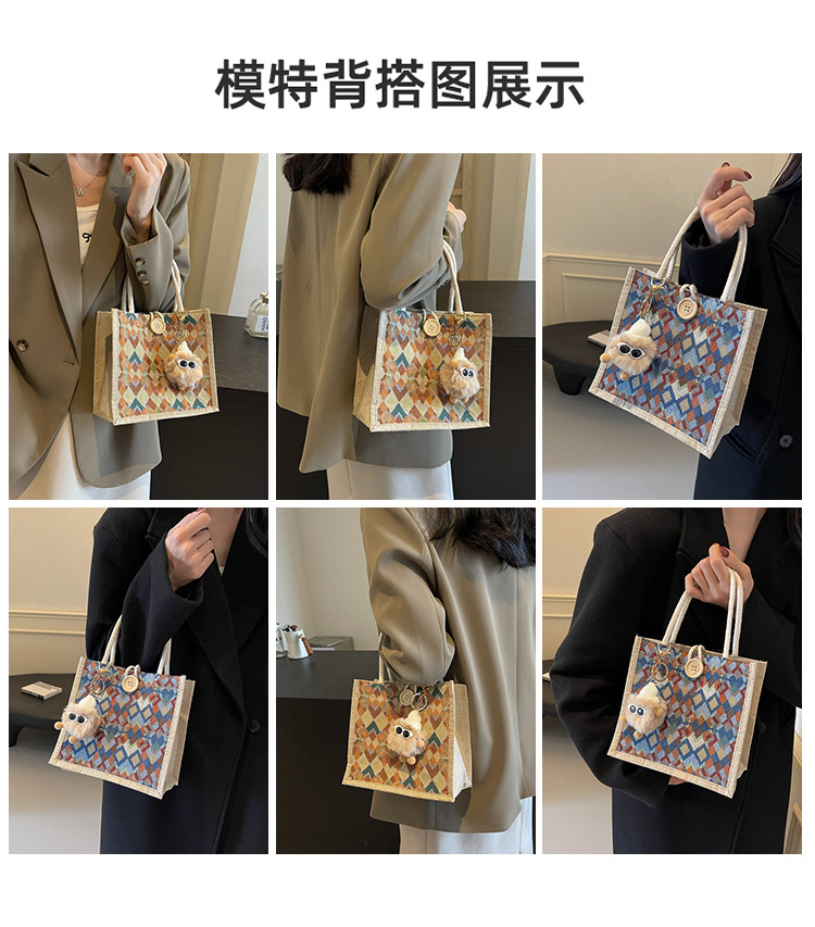 小众高级感防水麻布手提包秋冬季新款伴手礼袋现货批发手拎小挎包详情8