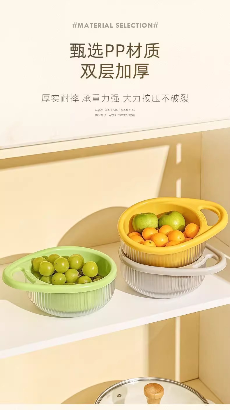 厨房洗菜篮子洗菜篮洗水果蓝双层洗菜盆双层沥水洗菜洗水果蓝批发详情8