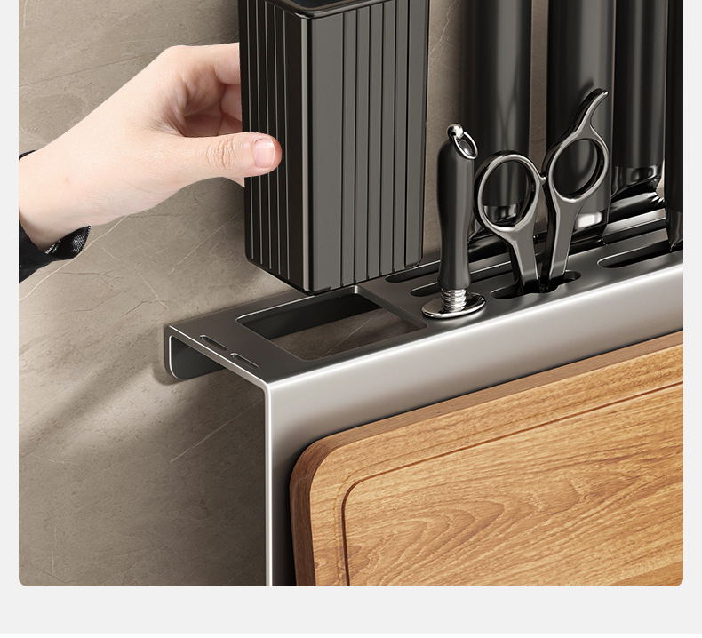 刀架置物架家用壁挂式多功能菜刀锅盖架筷子筒刀架一体刀具收纳架详情19