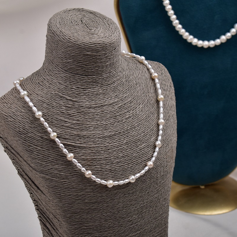 法式满天星细珍珠项链女天然淡水小米珠颈链轻奢925银小众锁骨链详情8