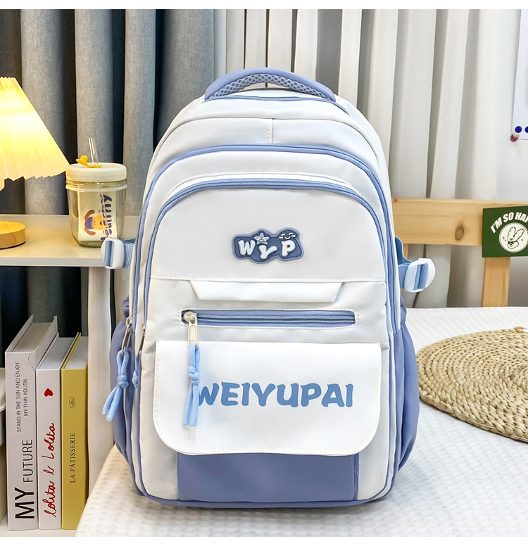 High-appearance-level color-blocking schoolbags for female junior high school students, large-capacity backpacks for high school students, multi-layered load-reducing backpacks for primary school students pic 23