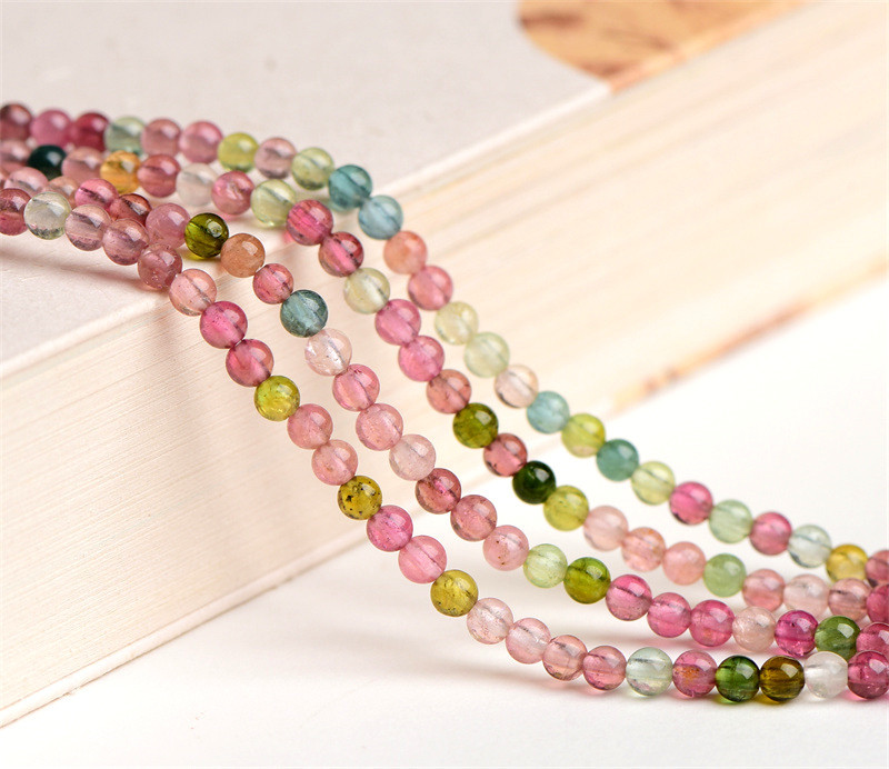 Jiuya Crystal Natural 7A Grade Small Particle Tourmaline Loose Beads Seven-color Tourmaline round Beads Ring Accessories wholesale pic 7