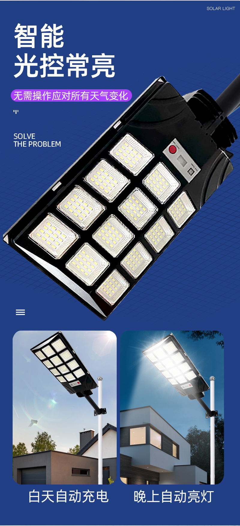 Cross-border solar street lamps, smart sensor lamps, courtyard small wall lamps, rural solar lamps, integrated outdoor lighting lamps pic 10