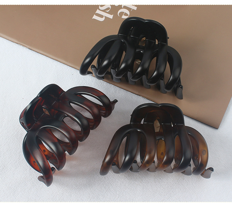 韩国纯色亮面南瓜抓夹甜美大号后脑勺高马尾盘发鲨鱼夹厂家批发发夹详情6