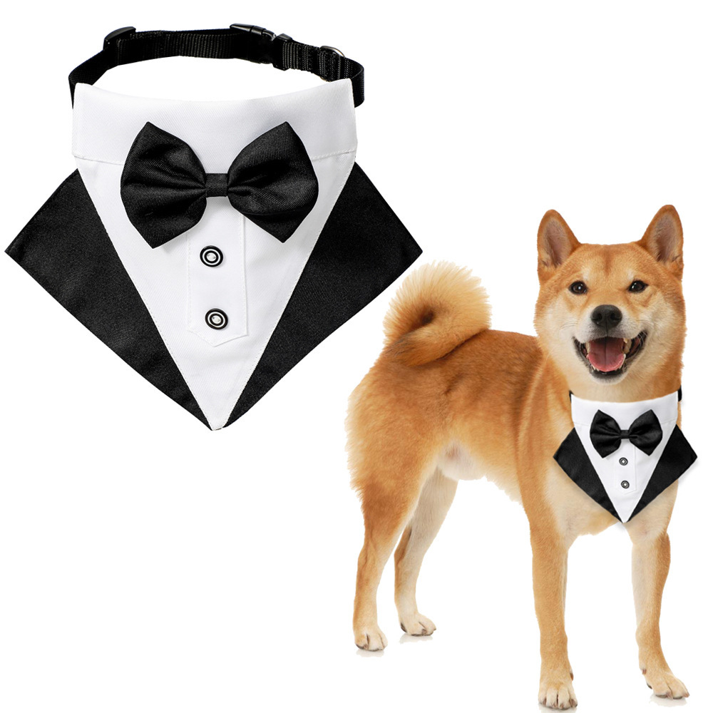 New wedding suit, pet saliva towel, dog collar, pet triangle towel, pet bow tie, wedding suit triangle towel pic 15