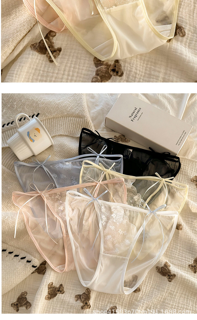 法式高开叉性感镂空蕾丝内裤女纯欲提花网纱低腰底裆女士三角裤详情11